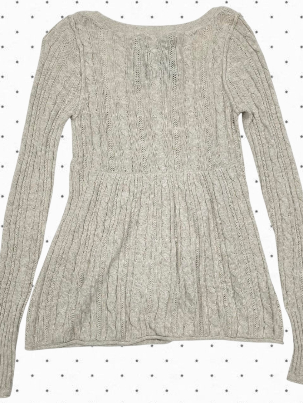 Abercrombie vintage cream grey cable knit square neck sweater babydoll top - Picture 4 of 6